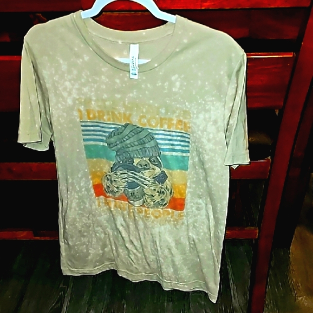 Bella Canvas Graphic Tee with Sloth and Coffee Design! Sz large super cute!